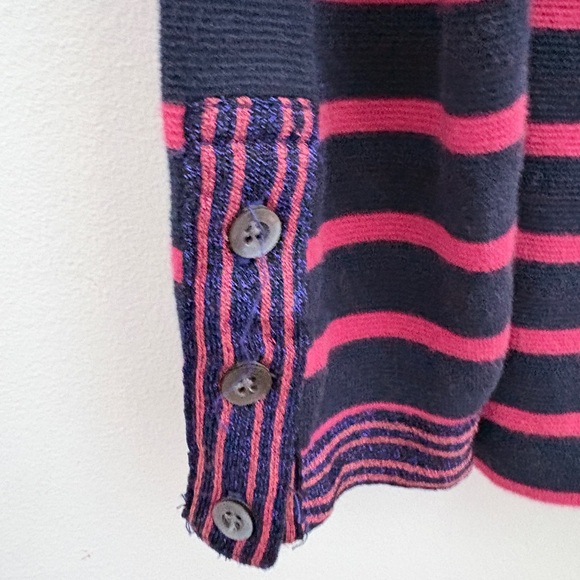 J. Crew Navy and Hot Pink Striped V-Neck Cardigan - Picture 4 of 4